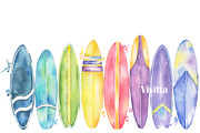 Surfing Watercolor Surfboards, an Illustration by Vivitta (Thumbnail 2 of 3)
