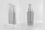 Pump Bottle On Glass Mockup, a Packaging Mockup by Qaleb Studio (Thumbnail 1 of 2)