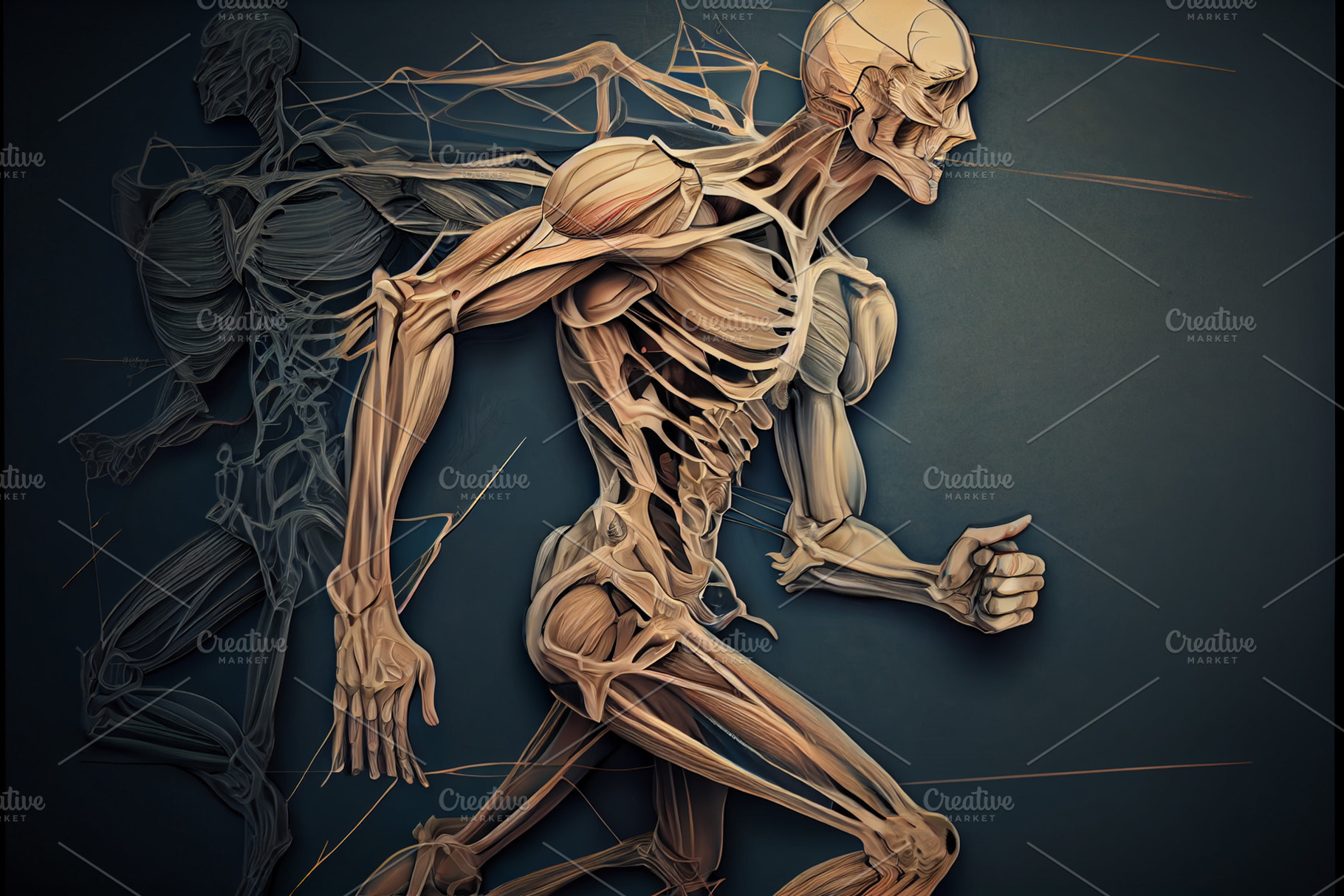 Concept photo of man suffering from back pain, a Person Photo by New York Art Store