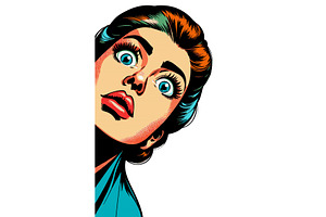 Shocked Pop Art Woman with Wide Eyes, a Person Illustration by AlexArt