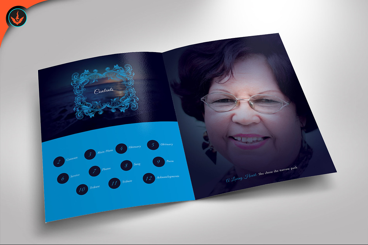 Funeral Program 10 Blue Rose Vintage, a Brochure Template by SeraphimChris (Photo 2 of 7)