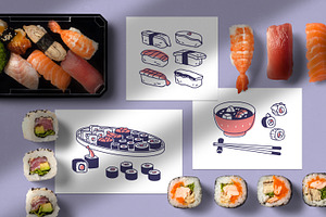 Asian Food. Japan Sushi, Rolls Set