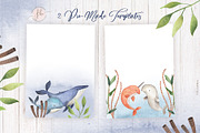 Whales Watercolor Clipart, a Texture Illustration by Flora+Bear (Thumbnail 4 of 6)