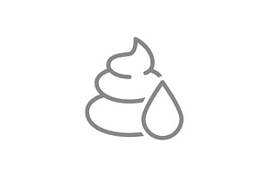 Poop with drop line icon. Liquid, an Object Illustration by GraphiShop
