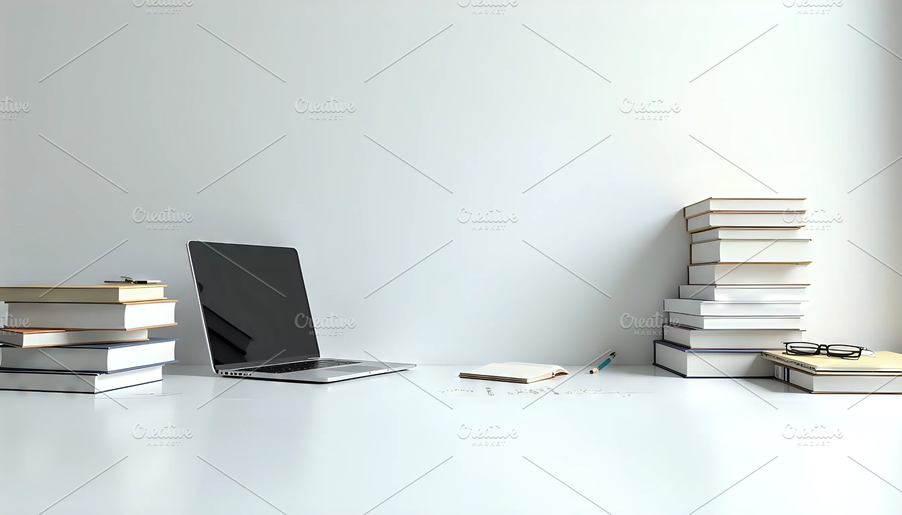 Clean Study Desk With Modern Educati, a Photo by LOGOCREATIVE