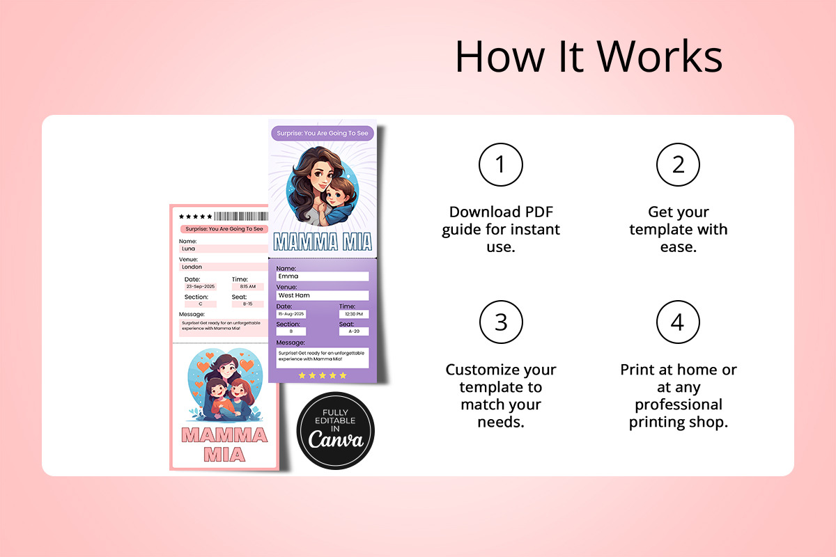 Mamma Mia Broadway Canva Ticket Temp, a Card Template by Snapybiz (Photo 6 of 8)