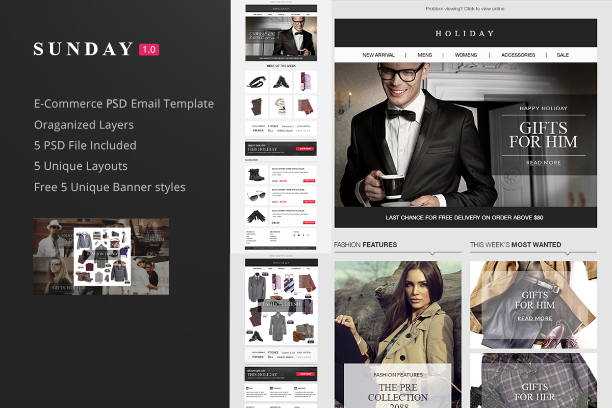 Sunday E-commerce Email PSD, an Email Template by Midnize Studio (Photo 1 of 3)