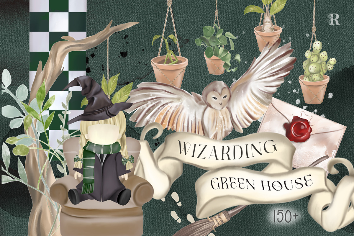 Wizarding Green House in Christmas, an Illustration by Rachel Art Studio (Photo 1 of 10)