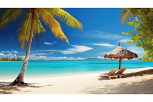sand holiday poster ai generated, a Holiday Photo by pikepicture