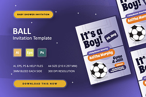 Ball - Baby Shower Invitation, an Invitation Template by StreaksideStd