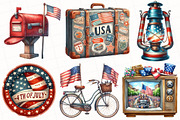 Vintage Retro 4th Of July Clipart, an Illustration by OK Design (Thumbnail 2 of 5)