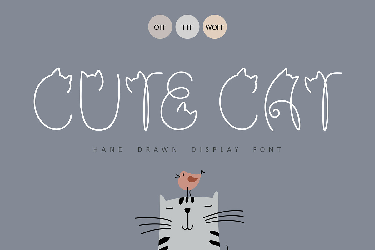 Cute Cat Hand Drawn Display Font, a Handwritten Font by Happy Letters (Photo 1 of 8)