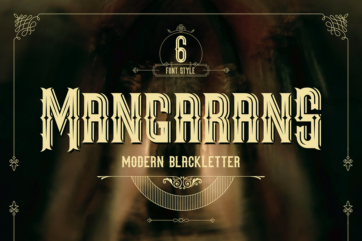 Mangarans | 6 Blackletter Series, a Blackletter Font by RT Studio (Photo 1 of 12)