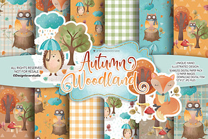 Autumn Woodland Digital Paper Pack