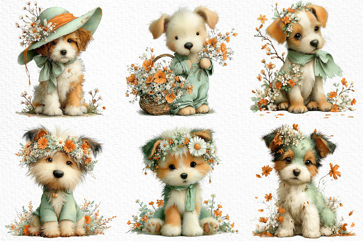 Whimsical Spring Dogs Clipart, an Illustration by Craft Nest (Photo 5 of 11)