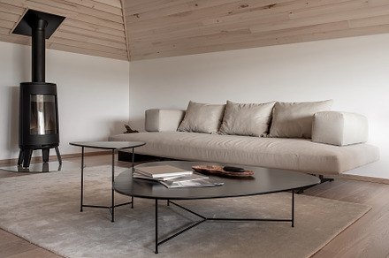 Light modern interior with sloping featuring interior, modern, and cottage