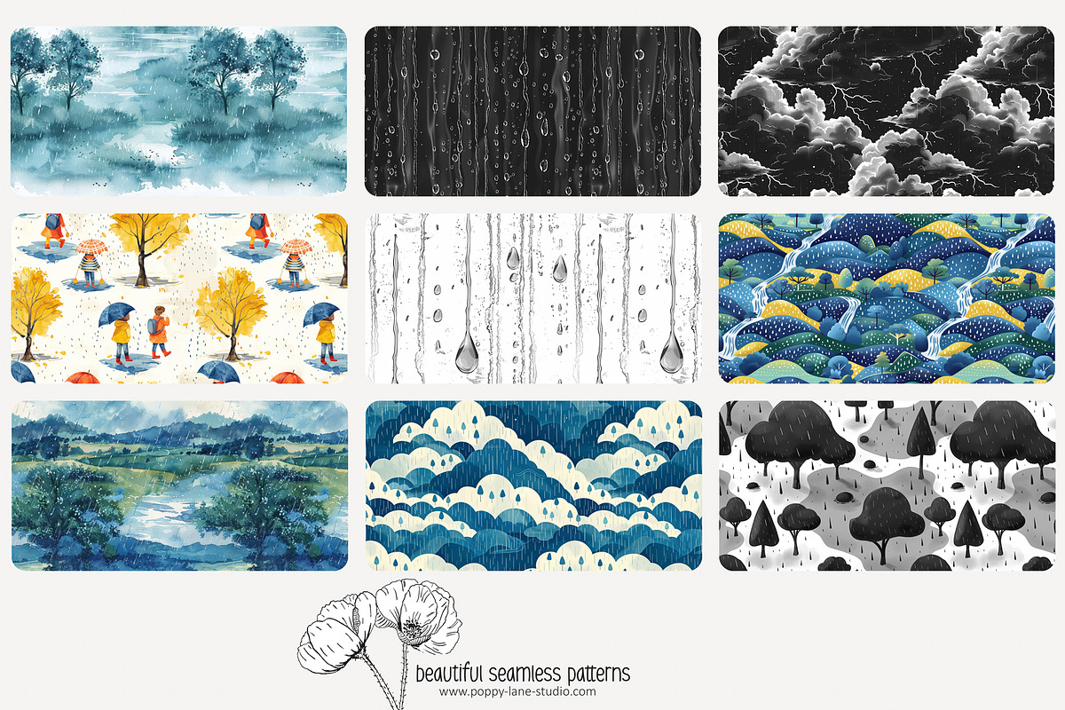 80 rainy weather seamless pattern, a Pattern Graphic by Poppy Lane Studio (Photo 9 of 11)