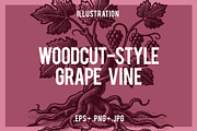 Woodcut-Style Grape Vine, a Food Illustration by Electric Ink (Thumbnail 1 of 2)