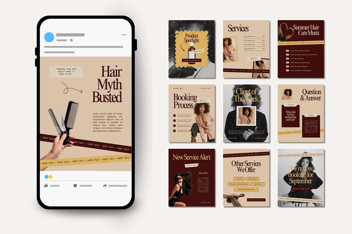 Luxury Hair Instagram Templates, a Social Media Template by Anna Design Studio (Photo 5 of 9)