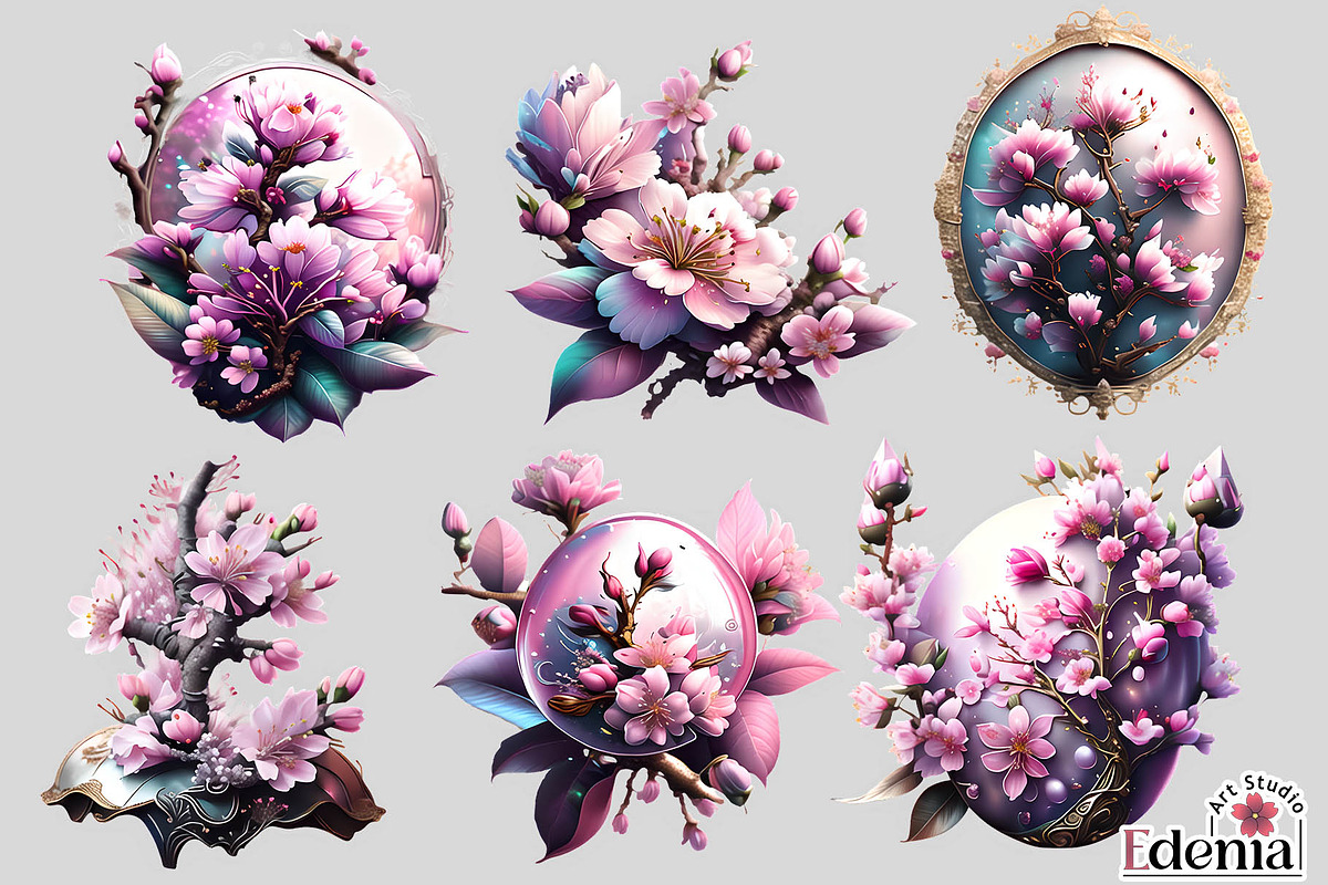 Cherry Blossom Sakura Flowers, a Seasonal Illustration by EdeniaArtStudio (Photo 7 of 8)