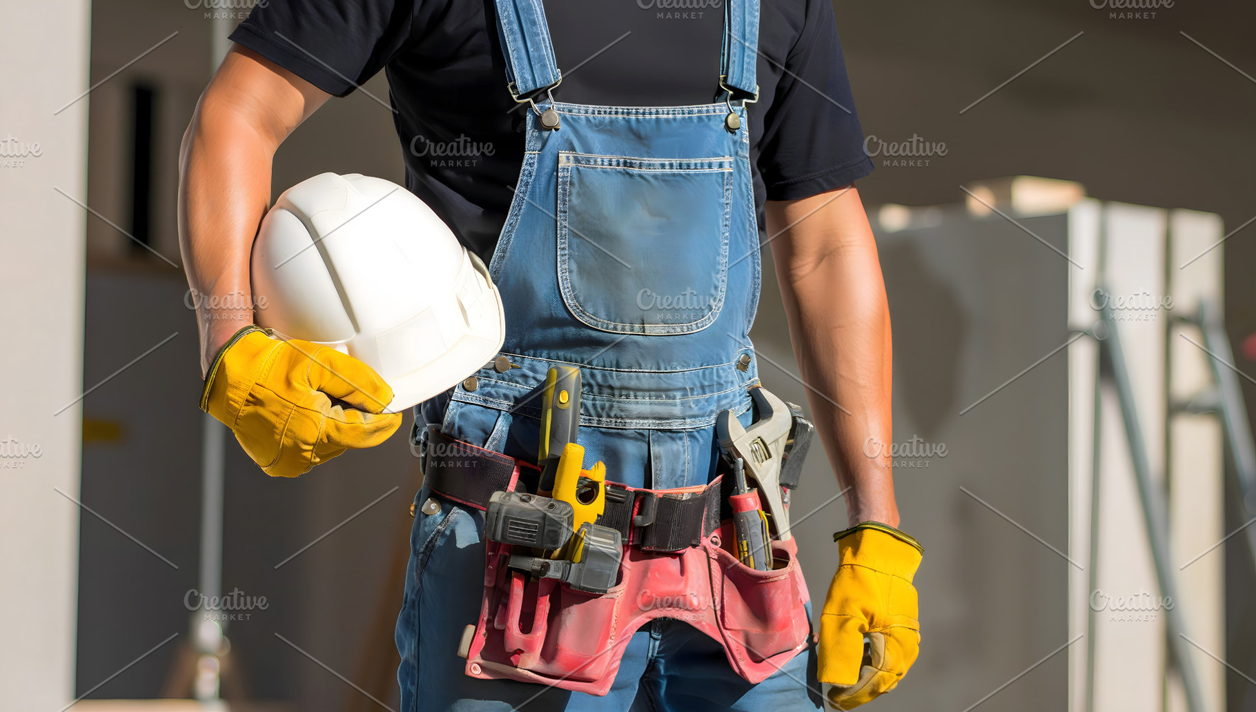Construction Worker Holding Hard Hat, an Industrial Photo by Stock Shape