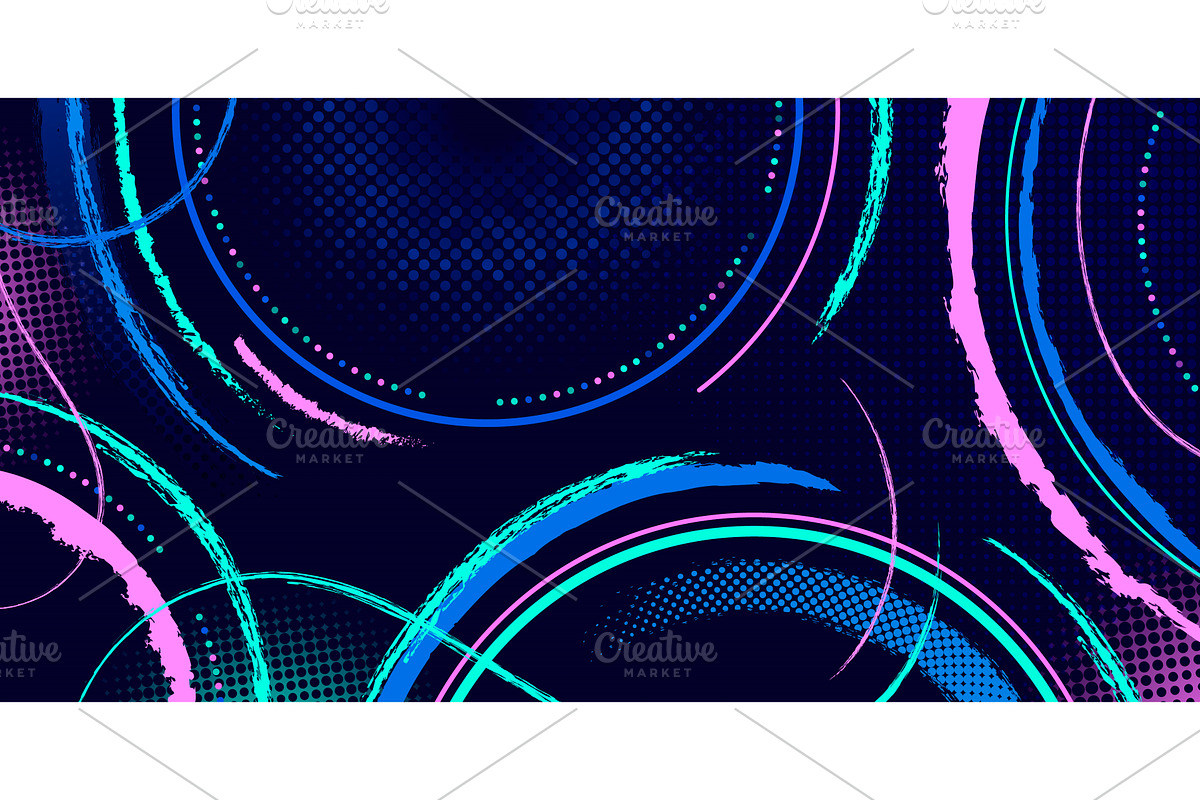 Abstract round halftone shapes on, an Illustration by art PVP - market