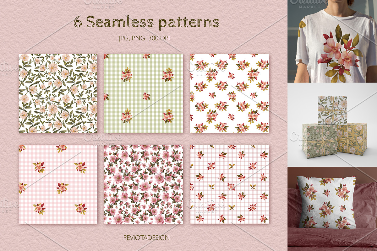 Summer flowers and leaves collection, a Pattern Graphic by Peviotadesign (Photo 3 of 8)