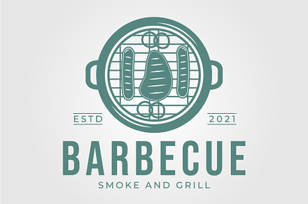 Barbecue grill with meat logo