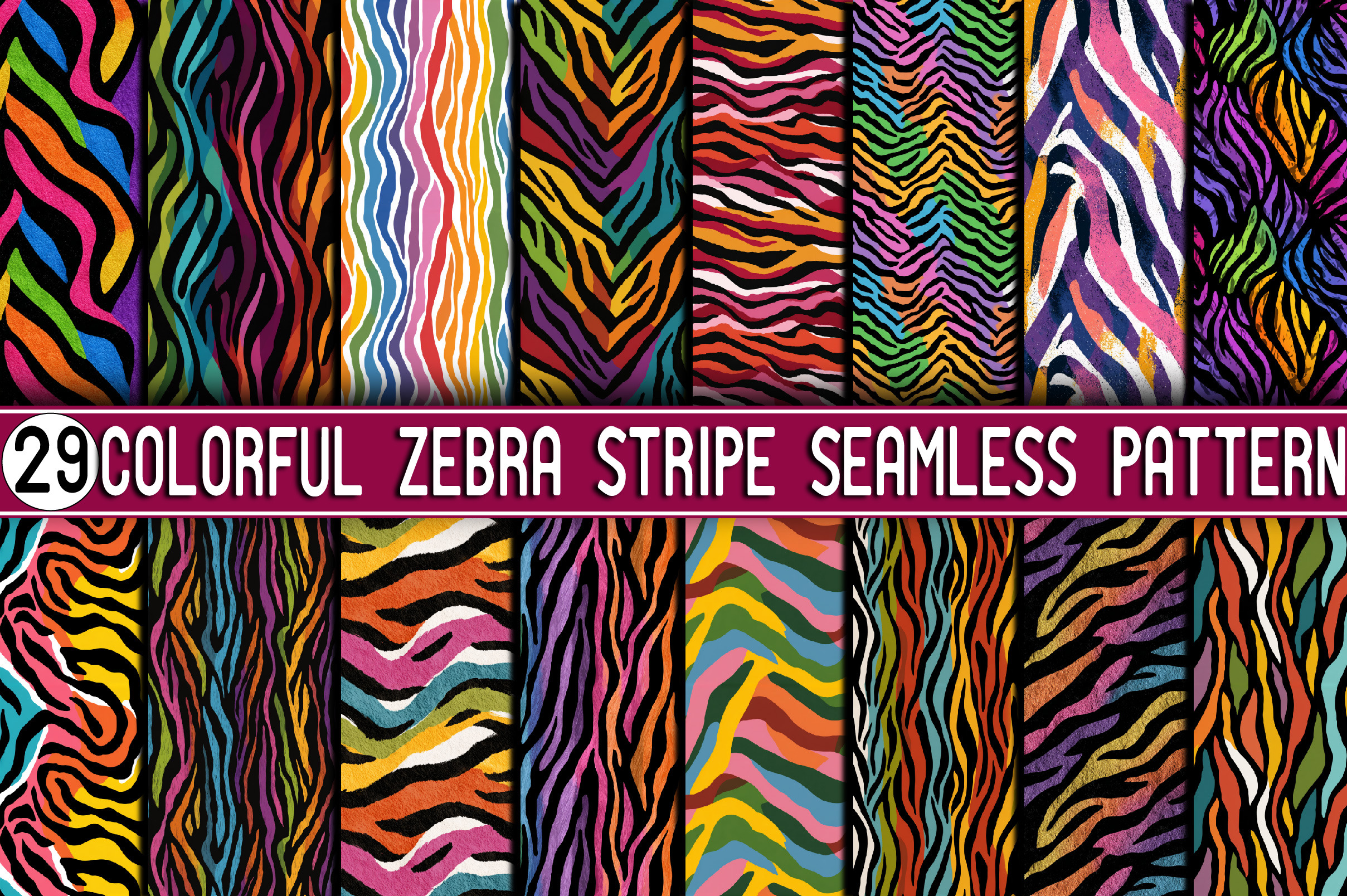 Colorful Zebra Stripe Seamless Patte, a Pattern Graphic by SVGArt