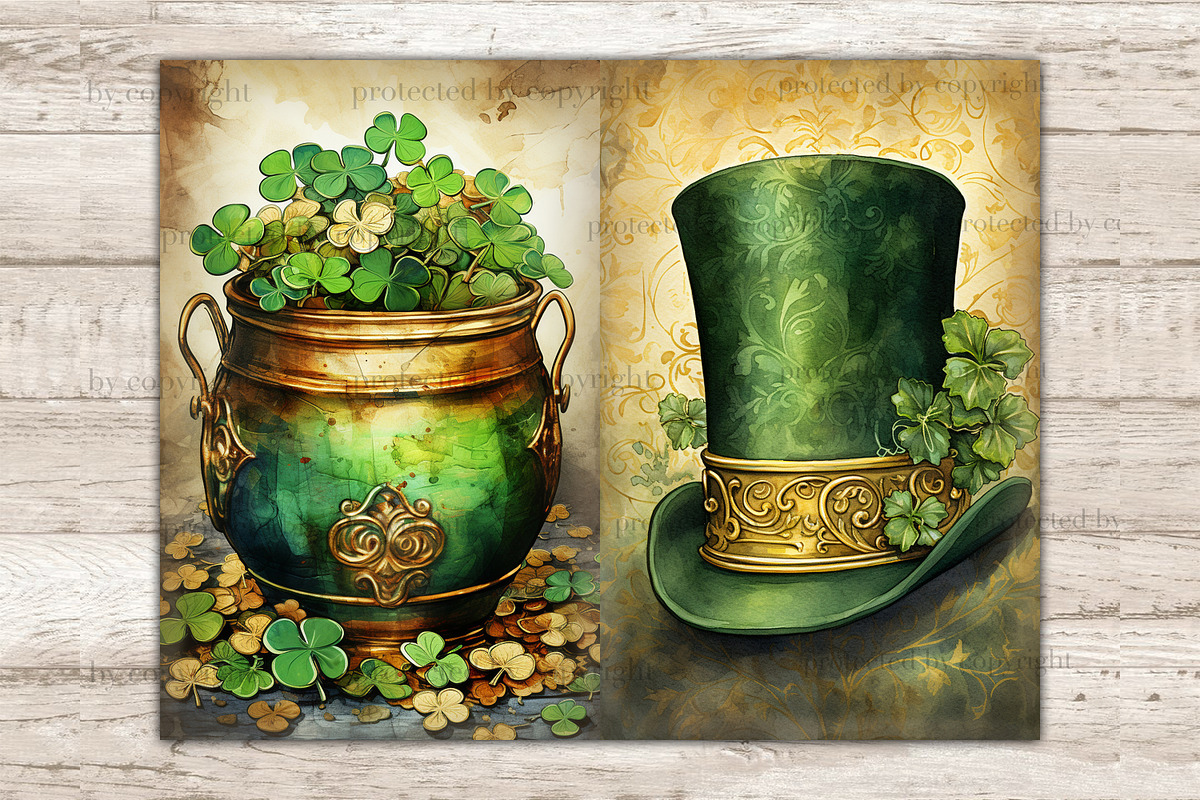 St Patricks Day Junk Journal Pages, a Decorative Illustration by GlamArtZhanna (Photo 6 of 10)
