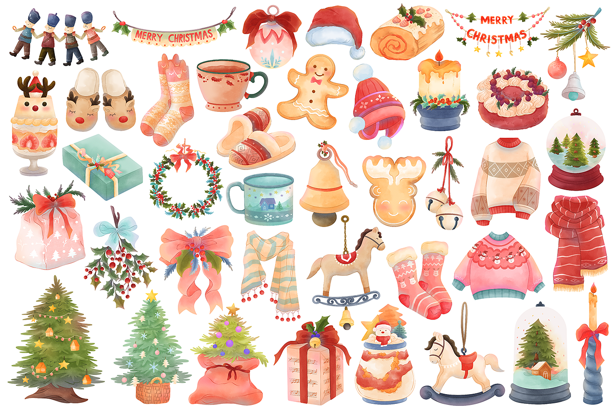 Merry Christmas Watercolor Pax, an Object Graphic by Tempcraft (Photo 2 of 8)