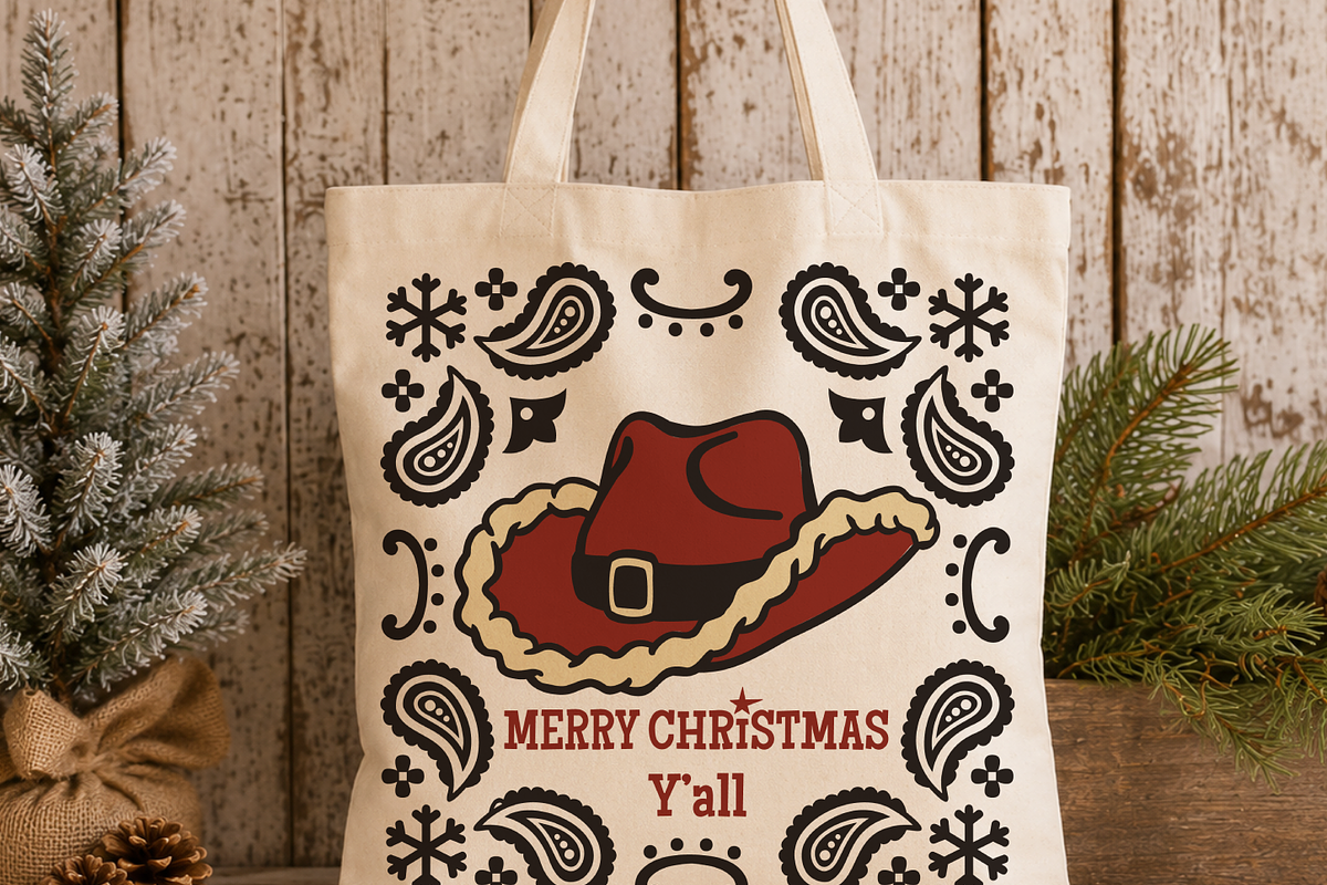 Cowboy Christmas Hat & Paisley SVG, a Seasonal Illustration by TanchaArt (Photo 5 of 9)