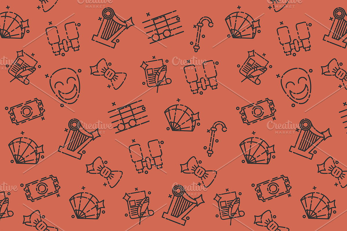 Theater flat icons pattern, a Pattern Graphic by Netkoff