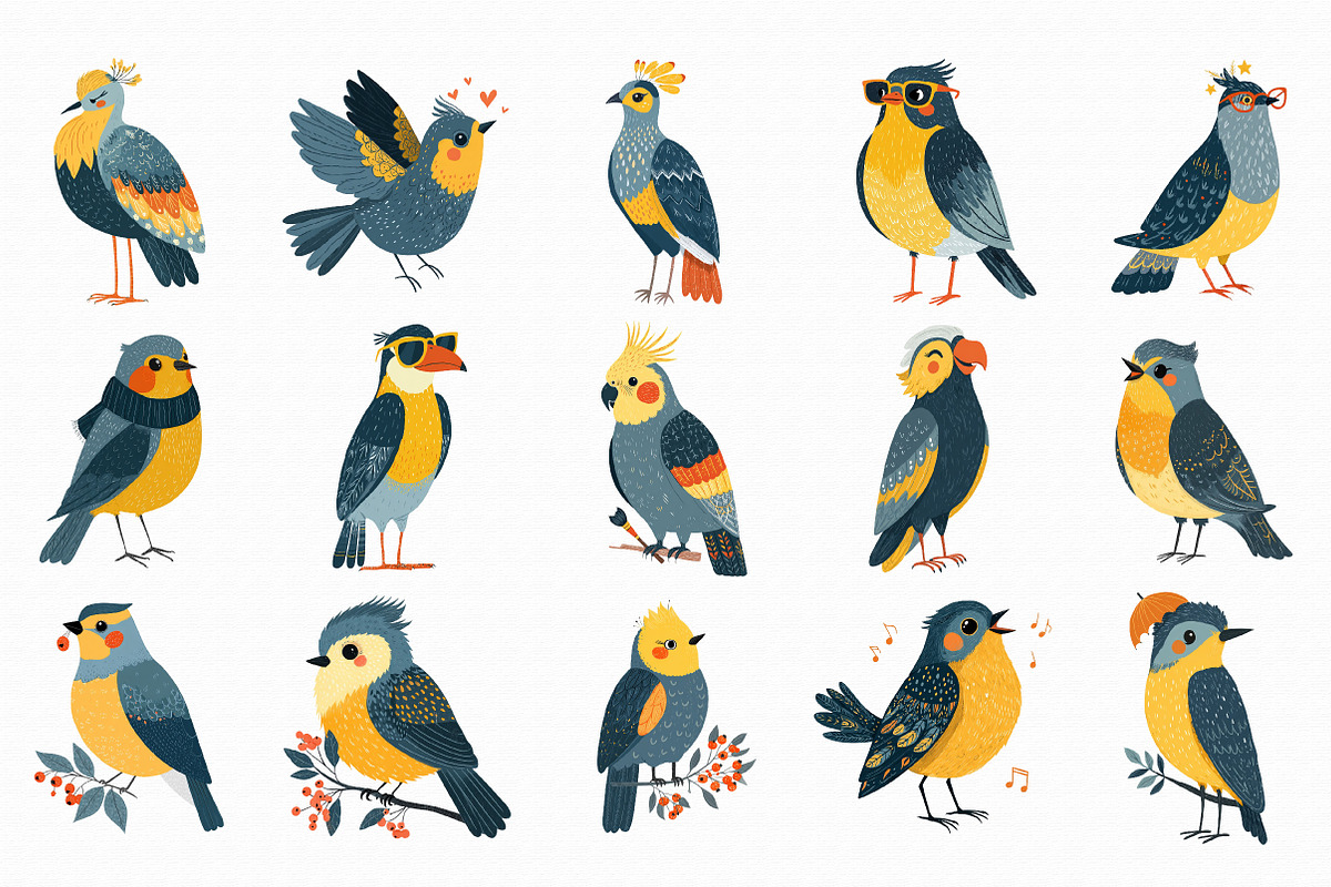 Quirky Birds Clipart PNG, an Illustration by Libby Wishes (Photo 5 of 5)