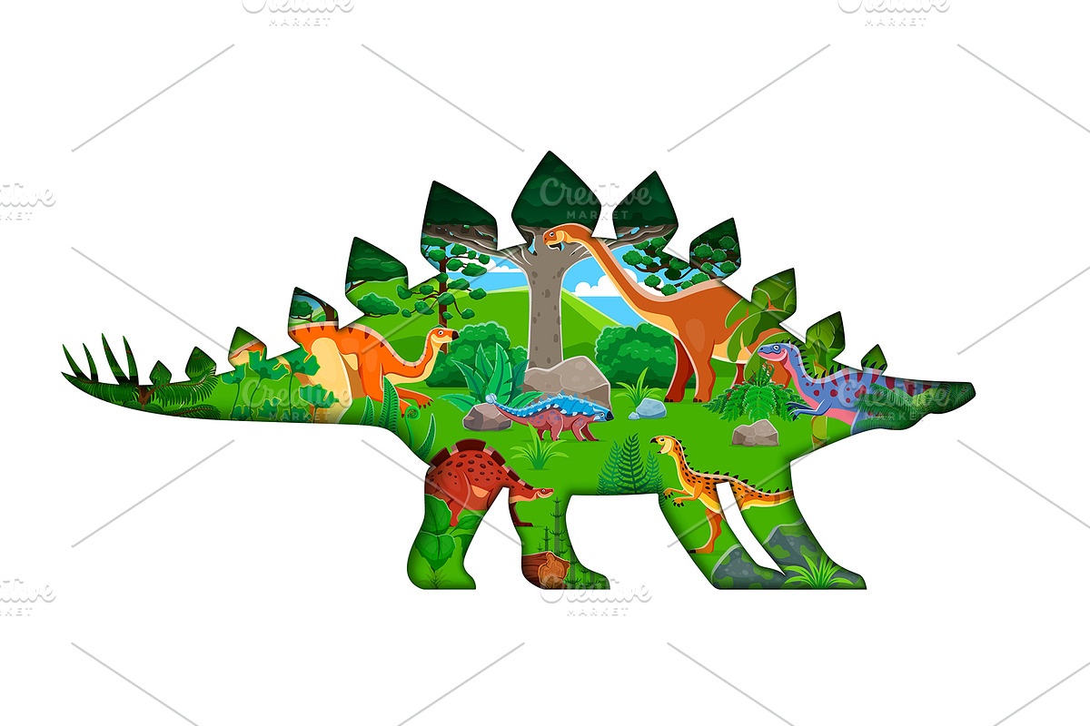 Paper cut dinosaur silhouette, an Illustration by Vector Tradition (Photo 1 of 3)