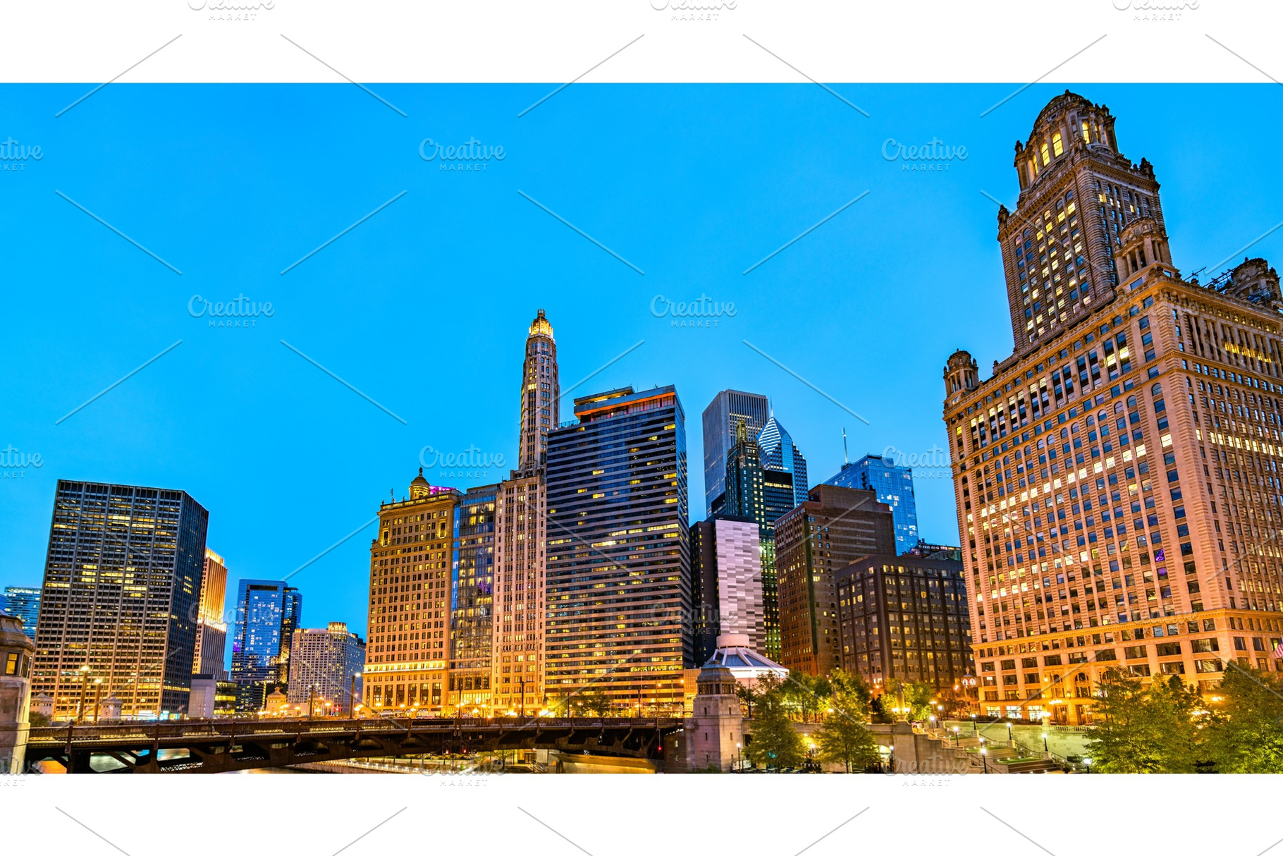 Historic buildings in downtown featuring chicago, skyscraper, and city, an Architecture Photo by Leonid Andronov