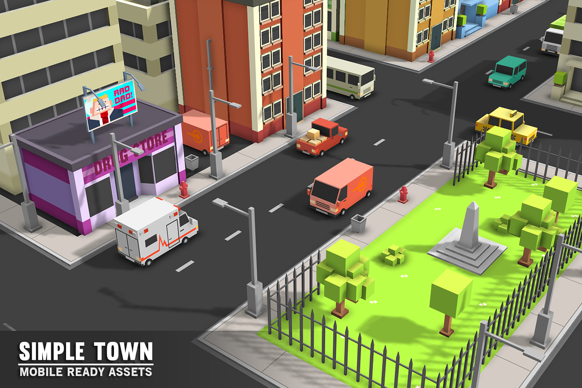 Simple Town - Cartoon City Assets, an Environmental 3D Model by Simple Assets (Photo 3 of 13)