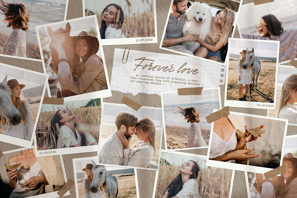 Polaroid Photo Collage Scrapbook, a Background Graphic by