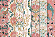 Pink & Teal Indian Floral Patterns, a Pattern Graphic by Maishop (Thumbnail 3 of 3)
