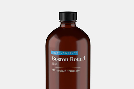 Boston Round Glass Bottle 16oz, an Object 3D Model by ashleycam3ron