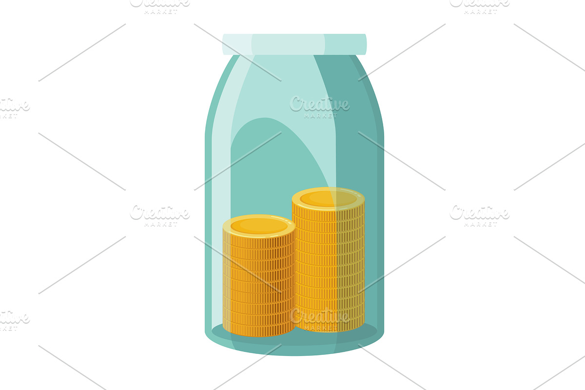 Investing bottle money, icon, a Finance Illustration by Things for designers