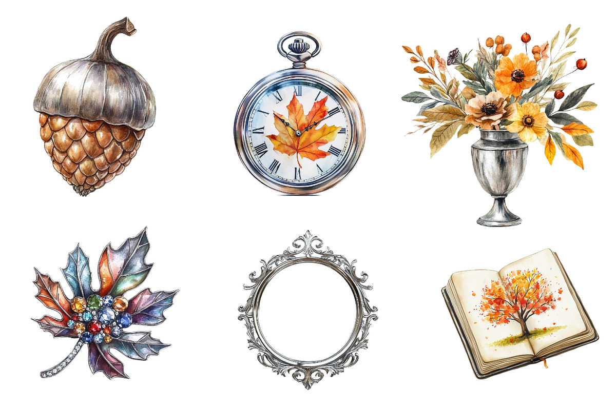 Silver Vintage Aesthetic Autumn Clip, an Illustration by CreationArt (Photo 4 of 5)