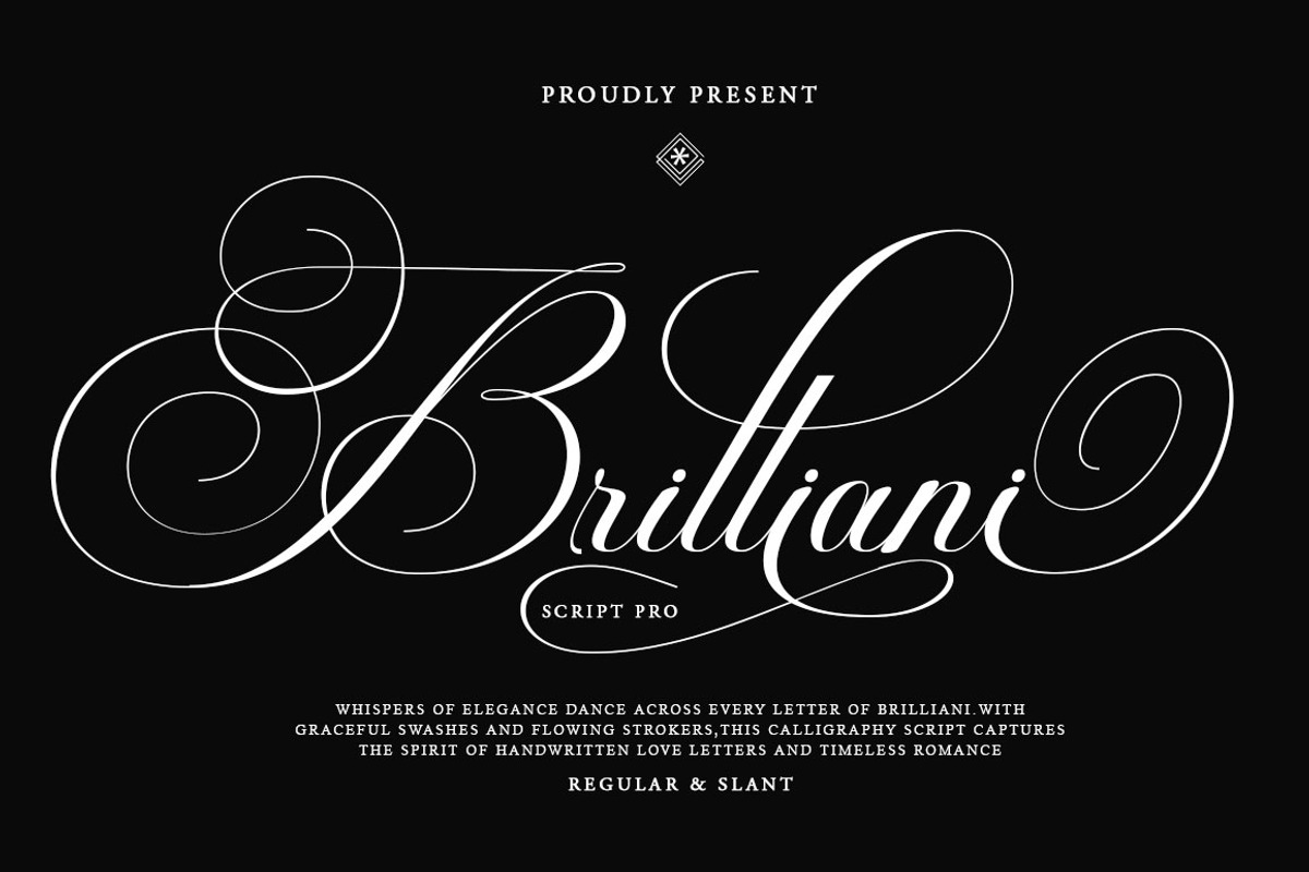 Brilliani Script Pro, a Script Font by Has_rizal (Photo 1 of 14)