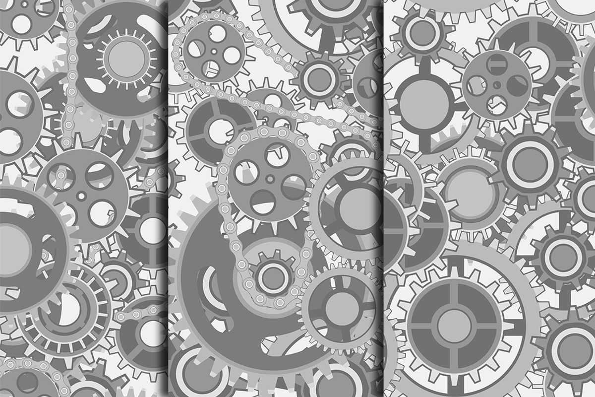 Seamless Gears Patterns Vol.1, a Pattern Graphic by Wpadington
