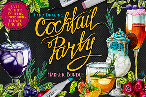 Cocktail Party Food Illustrations