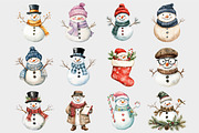 Watercolor Christmas Snowman Clipart, a Seasonal Illustration by Design Market (Thumbnail 4 of 5)