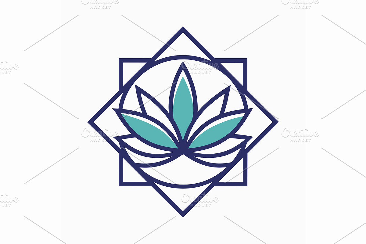 Blue and white logo featuring a lotu, a Graphic by Iftikhar Alam
