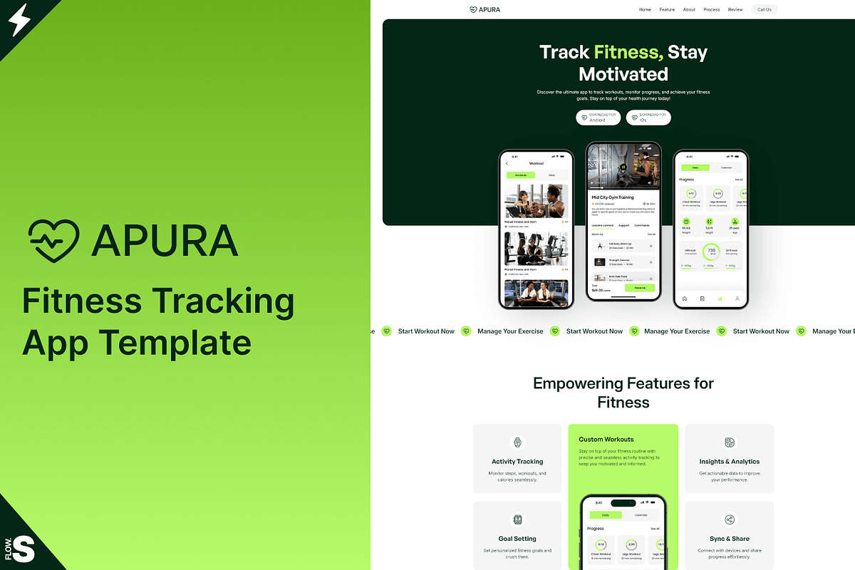 Apura: Mobile App Figma Template, a Landing Page Template by Flow Samurai Templates (Photo 6 of 12)