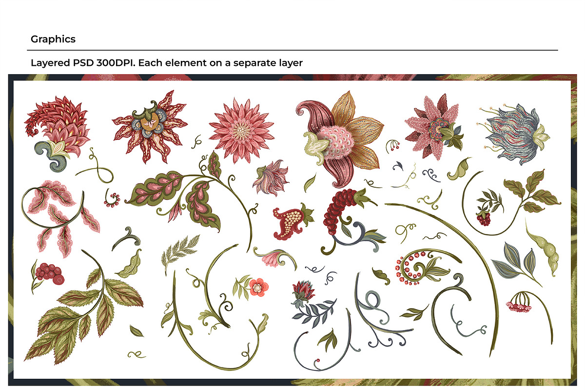 Bramble Jacobean Floral Pattern, a Pattern Graphic by Sonulkaster (Photo 4 of 13)