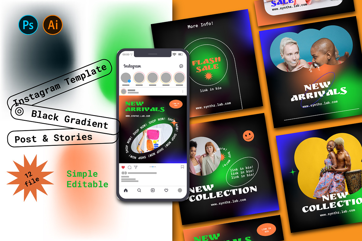 Black Gradient Social Media., a Social Media Template by Portion.Labs (Photo 1 of 5)